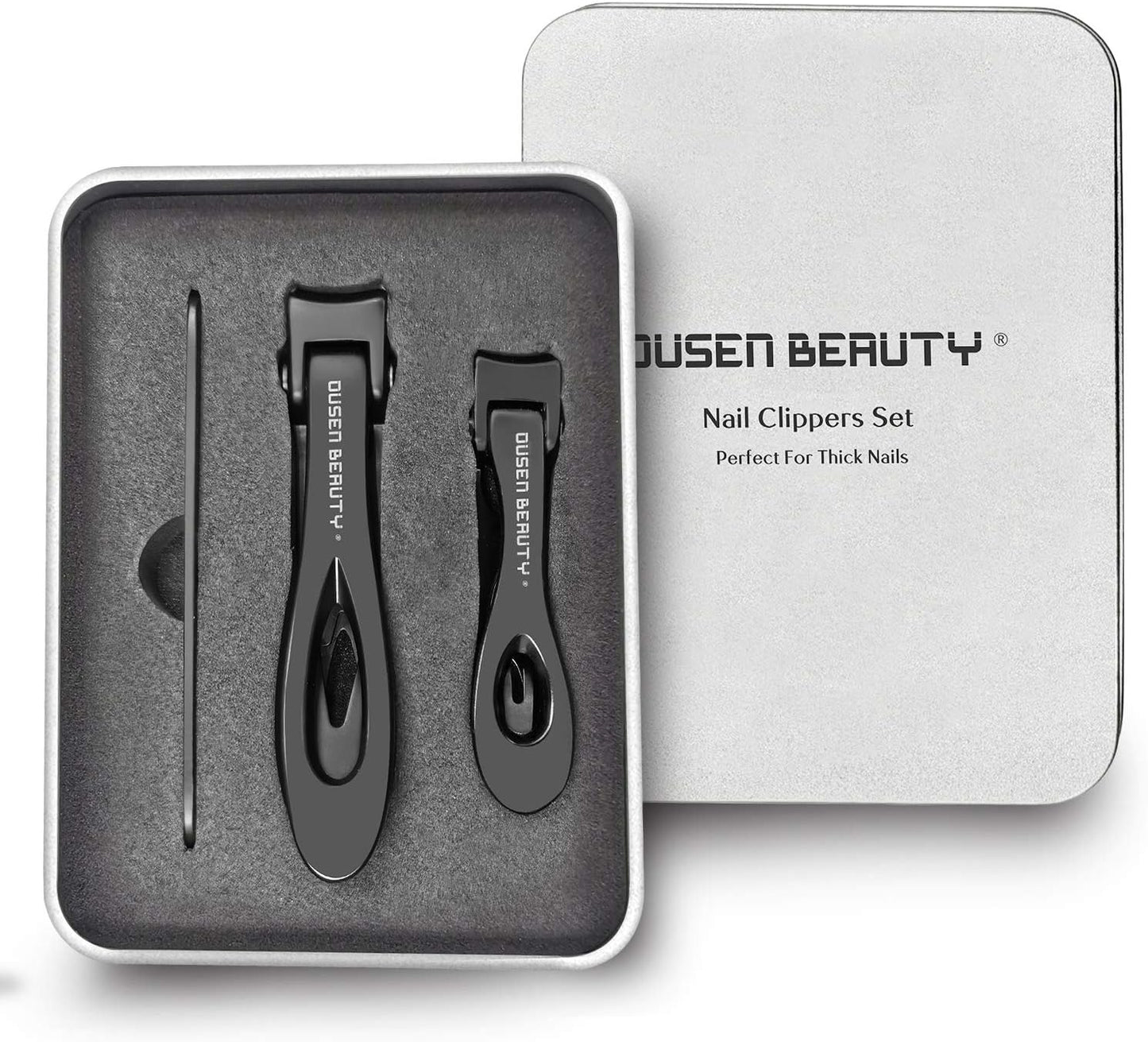 Nail Clippers for Thick Nails, Extra Wide Jaw Opening Nail Cutter for Thick Toenails, Stainless Steel Finger & Toe Nail Clipper with Nail File 3 Pcs Set for Seniors & Adult & Men & Women