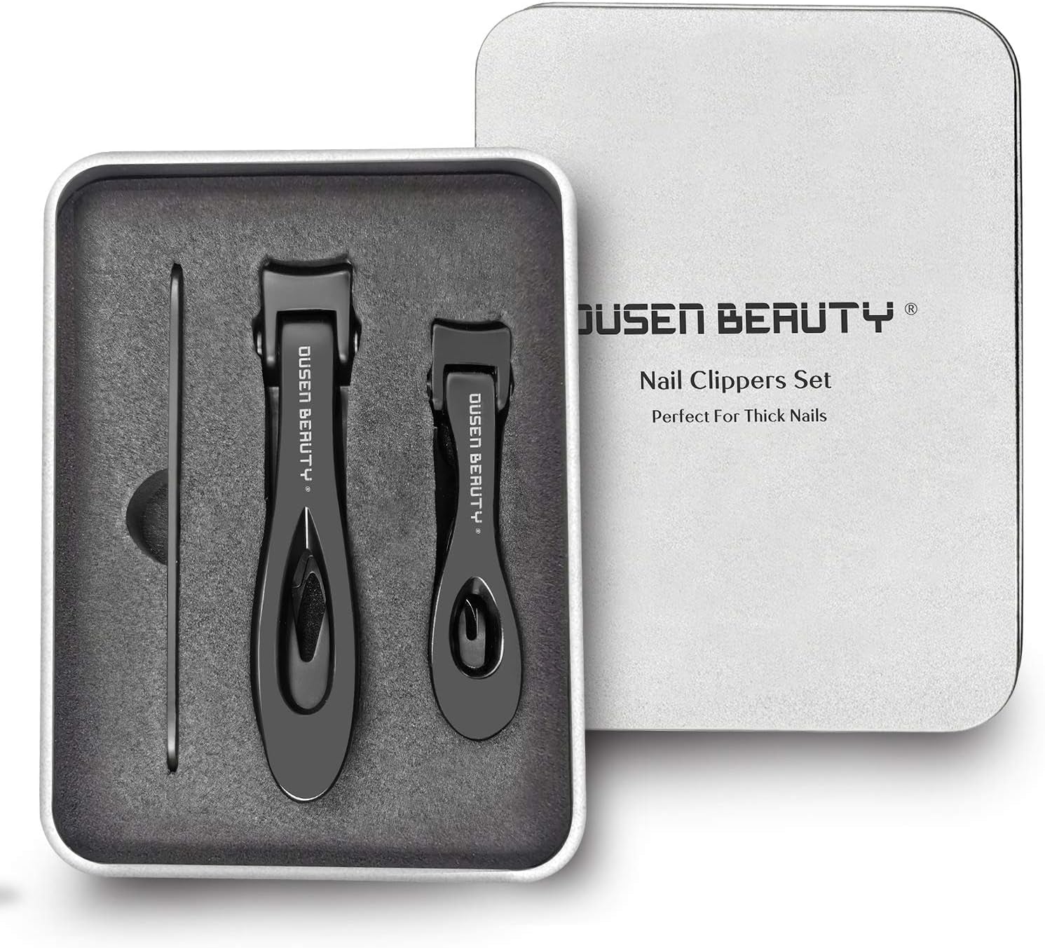 Nail Clippers for Thick Nails, Extra Wide Jaw Opening Nail Cutter for Thick Toenails, Stainless Steel Finger & Toe Nail Clipper with Nail File 3 Pcs Set for Seniors & Adult & Men & Women