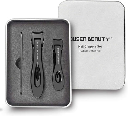 Nail Clippers for Thick Nails, Extra Wide Jaw Opening Nail Cutter for Thick Toenails, Stainless Steel Finger & Toe Nail Clipper with Nail File 3 Pcs Set for Seniors & Adult & Men & Women