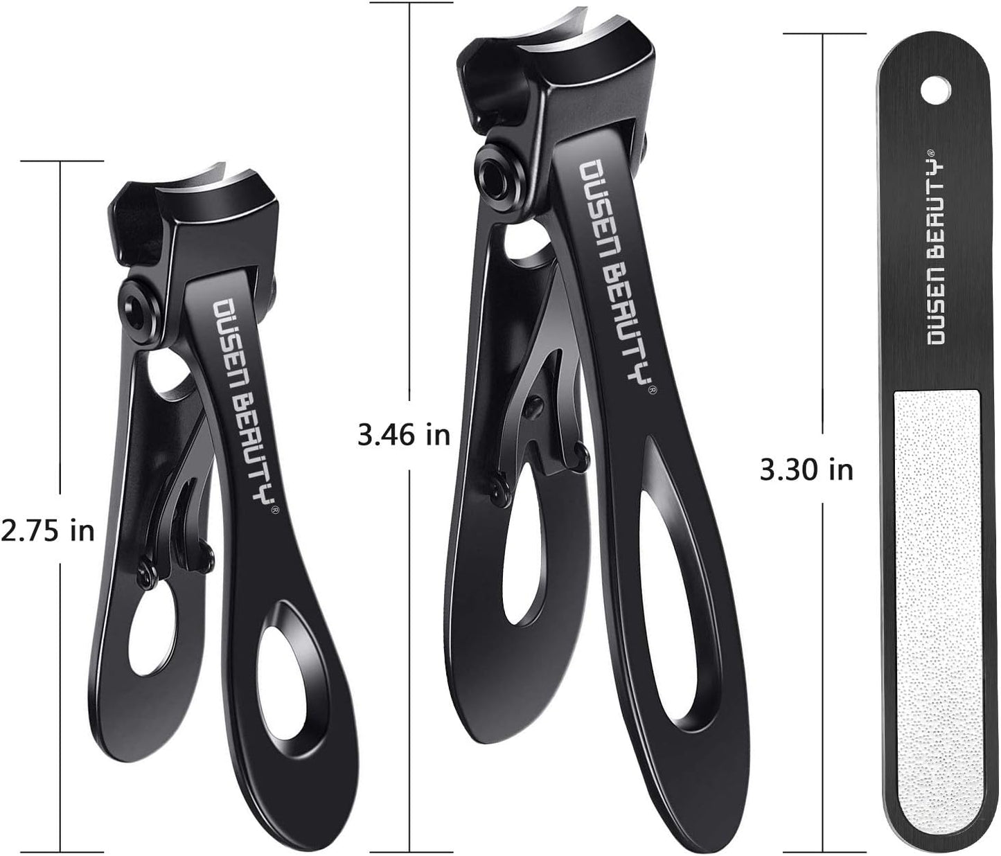 Nail Clippers for Thick Nails, Extra Wide Jaw Opening Nail Cutter for Thick Toenails, Stainless Steel Finger & Toe Nail Clipper with Nail File 3 Pcs Set for Seniors & Adult & Men & Women